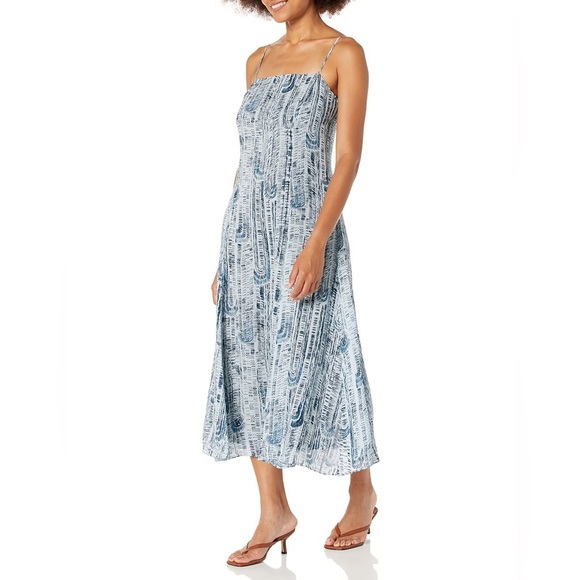 NWT Theory Women's Silk Cami Volume Dress In Cascade Block, Teal Multi, 10 - Picture 2 of 3